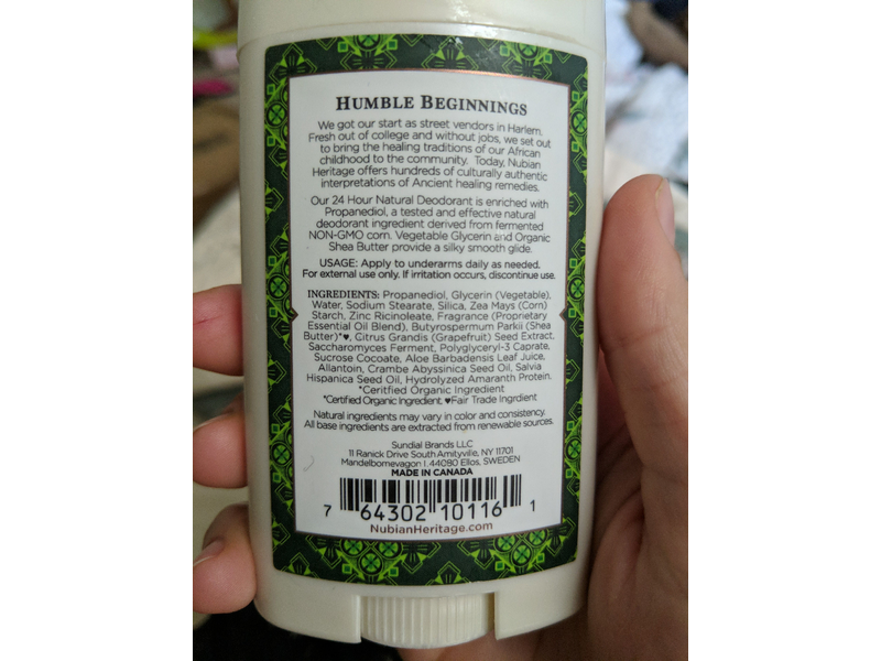 Nubian Heritage Deodorant, Abyssinian Oil & Chia Seed, 2.25 oz/64 g