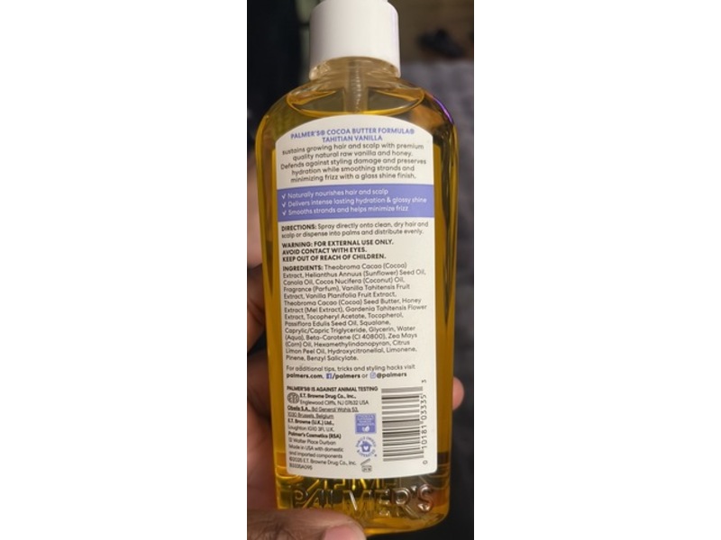Palmer's Hair & Scalp Oil, Tahitian Vanilla, Vitamin E, 5.1 fl oz/150 mL