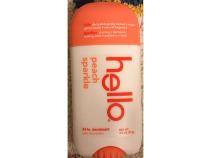 Hello Deodorant, Peach Sparkle, 2.6 oz/73 g