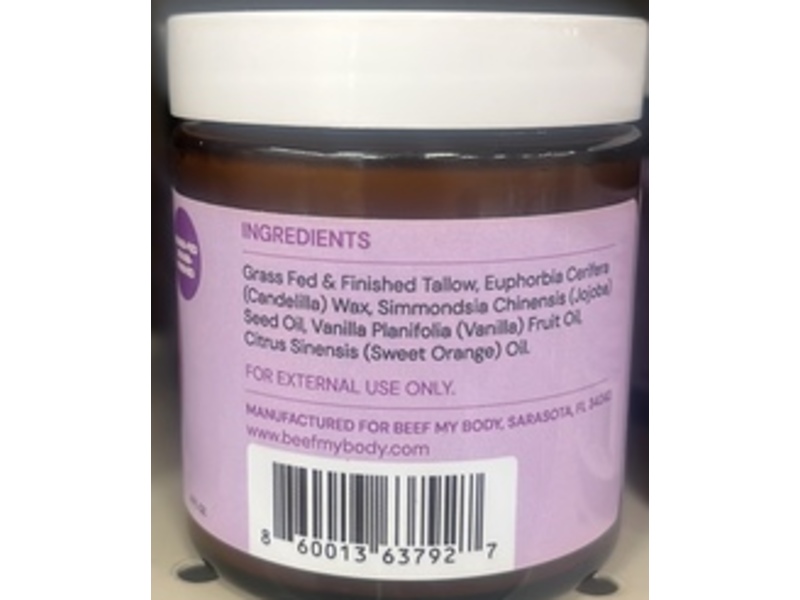 Beef My Body All Over Tallow Cream, 4 fl oz
