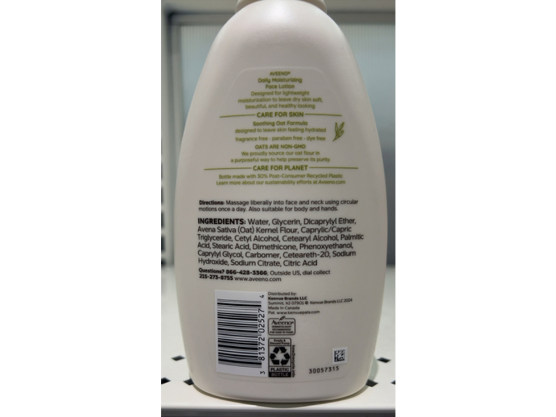 Aveeno Daily Moisturizing Face Lotion, Soothing Oat, 12 fl oz/354 mL