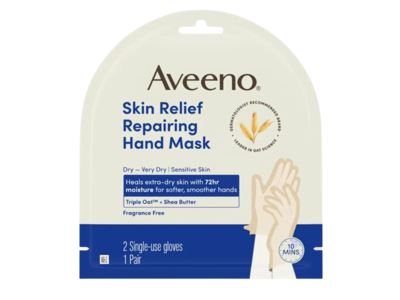 Aveeno Skin Relief Repairing Hand Mask, Fragrance Free, Triple Oat & Shea Butter, 1 Pair