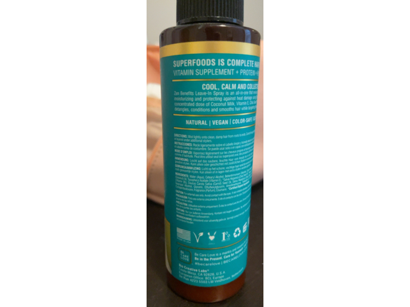 Be Care Love Superfoods Leave In Spray, Coconut Milk, 5 fl oz/147 mL