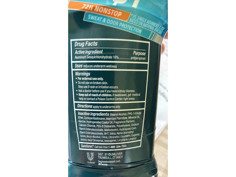 Degree Advanced Antiperspirant Deodorant, Cool Rush, 2.7 oz/76 g, 12 Count