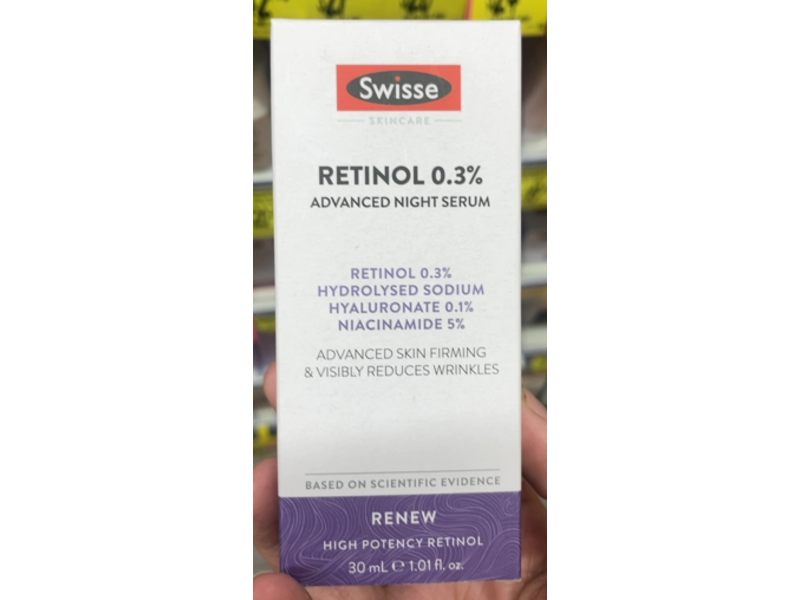 Swisse Advanced Night Serum, Retinol 0.3%, 1.01 fl oz/30 mL