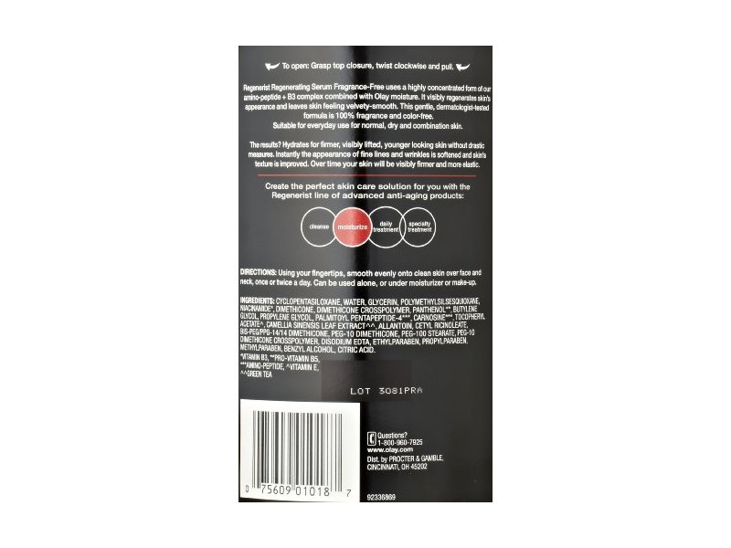 Olay Regenerist Advanced Anti-Aging Regenerating Serum Moisturizer, Fragrance-Free, 1.7 oz