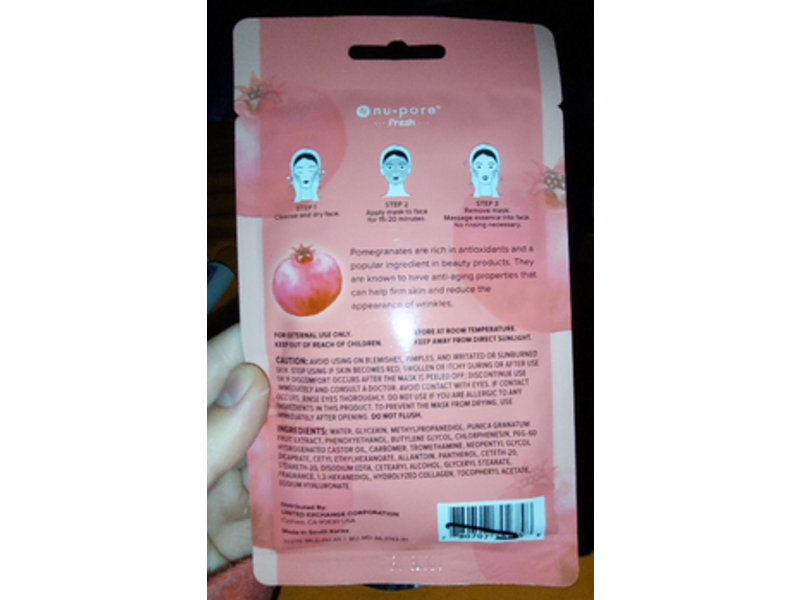 Nu-Pore Best Self Forward Sheet Beauty Face Mask, Pomegranate, 1.05 oz/29.7 g, 1 Count