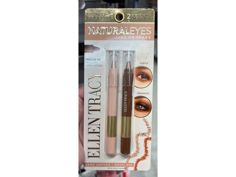 Ellen Tracy Eyeshadow & Liner Crayons, Bronze & Pink Nude, 0.07 oz/1.9 g