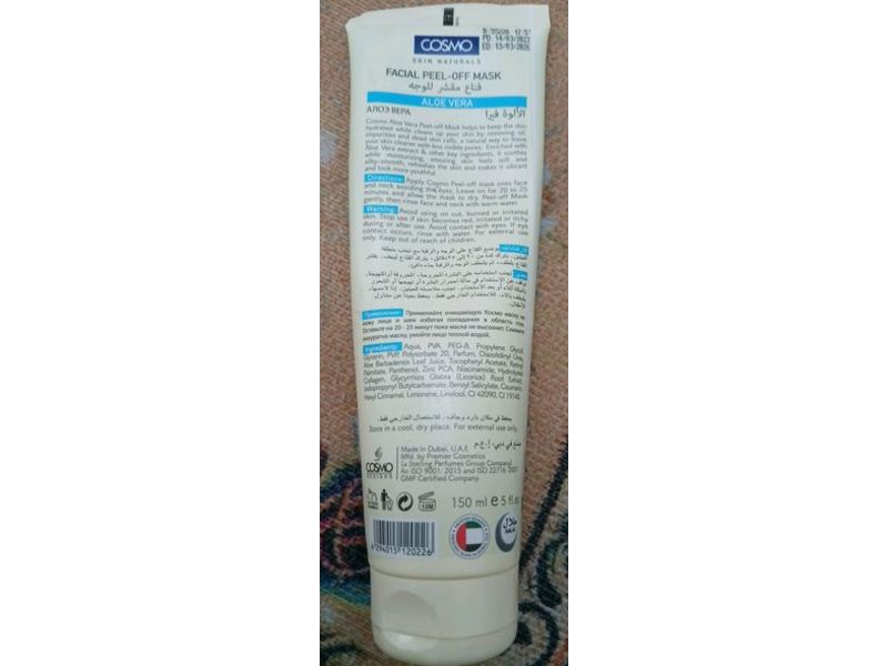 Cosmo Facial Peel Of Mask, Aloevera, 5 fl oz/150 mL