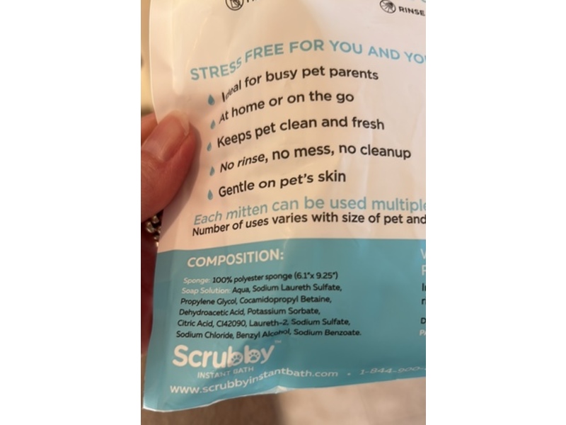 Scrubby Instant Bath Rinse Free Shampoo Mittens, 5 count