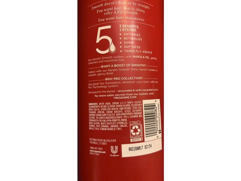 Tresemme Keratin Smooth Shampoo, Marula Oil, 28 fl oz/828 mL