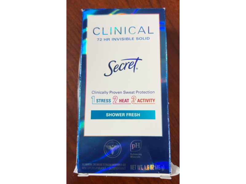 Secret Clinical Strength Invisible Solid Antiperspirant/Deodorant, Shower Fresh, 1.6 oz/45 g