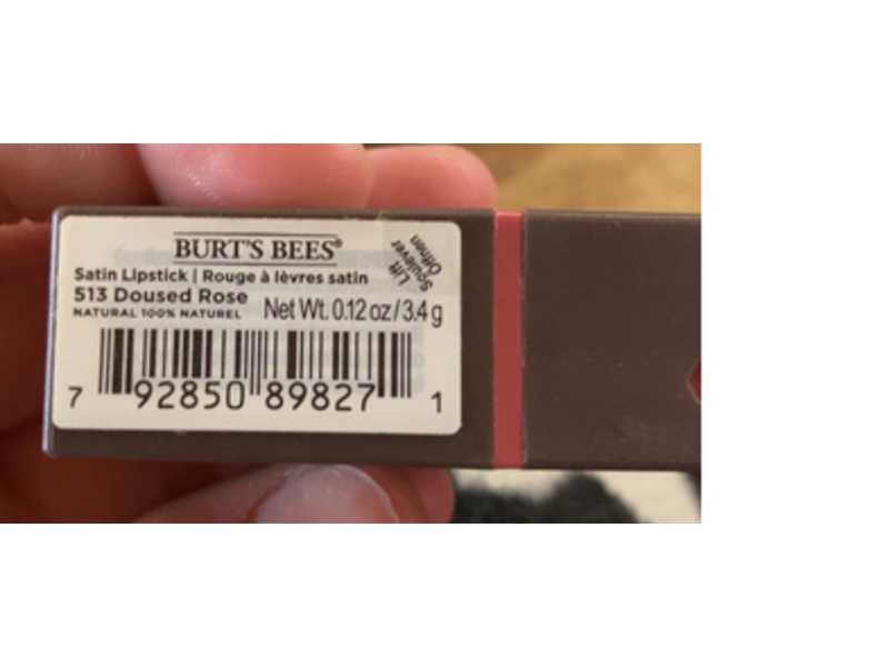 Burt's Bees Satin Lipstick, 513 Doused Rose, 0.12 oz/3.4 g