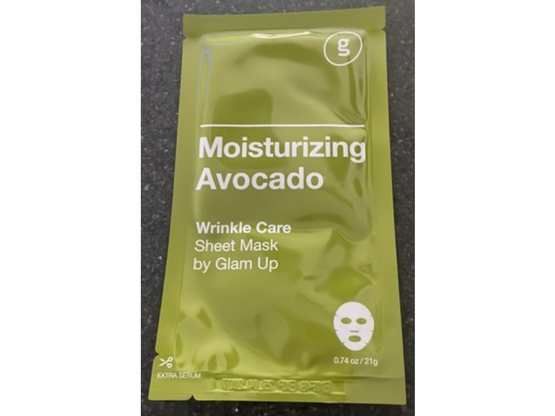 Glam Up Moisturizing Avocado Wrinkle Care Sheet Mask, 0.74 oz/21 g