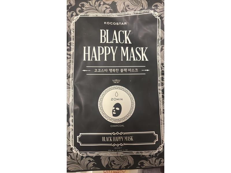 Kocostar Black Happy Mask, Charcoal, 0.84 fl oz/25 mL, 1 Count