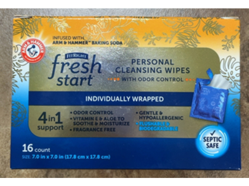 FitRight Fresh Start 4 In 1 Personal Cleansing Wipes, 16 Count, Pack Of 3