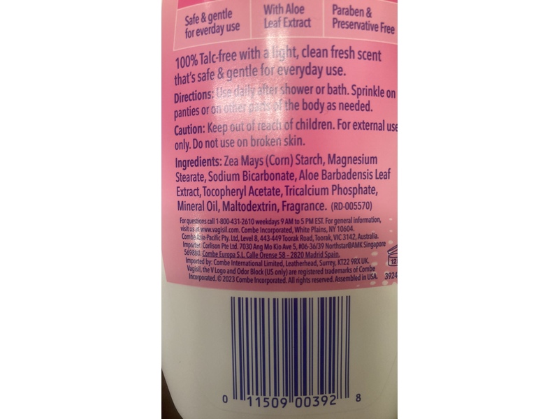 Vagisil Odor Block Deodorant Powder, Fresh Scent, 8 oz/227 g