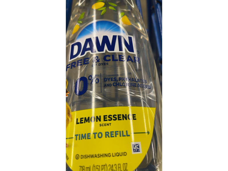 Dawn Free & Clear Dishwashing Liquid, Lemon Scent, 24.3 fl oz/718 mL