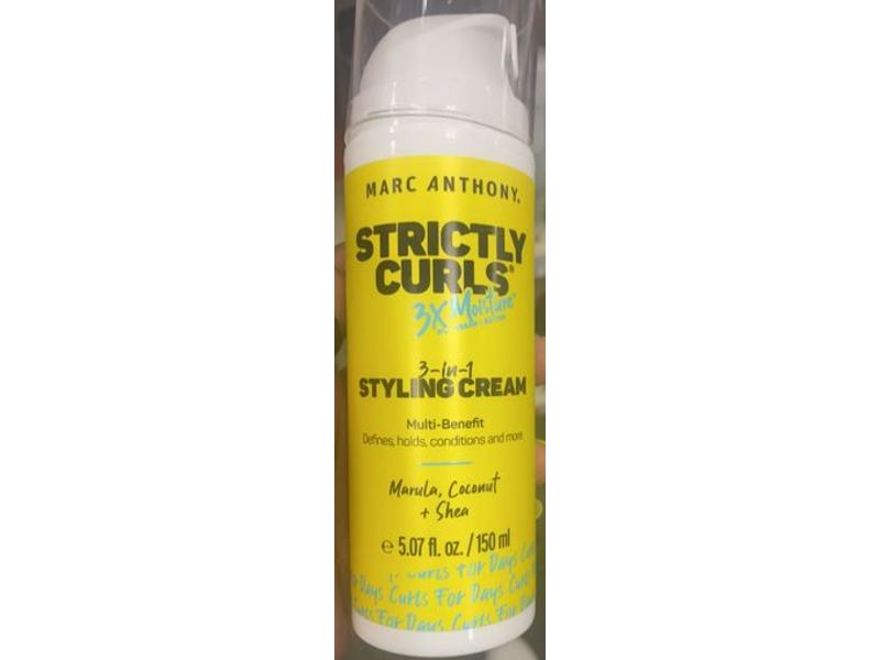 Marc Anthony Strictly Curls 3X Moisture 3-In-1 Styling Cream, Marula, Coconut + Shea, 5.07 fl oz/150 mL