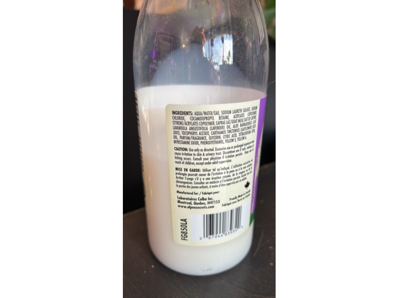 Alpen Secrets Goat Milk Foaming Milk Bath, Lavender Oil, 28.7 fl oz/850 mL