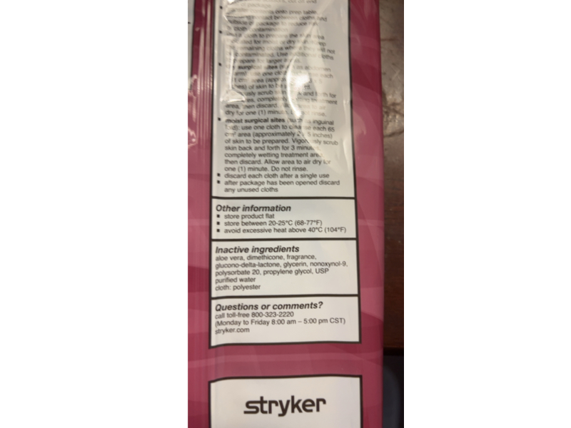 Stryker Sage 2% Chlorhexidine Gluconate Cloths, 6 Count