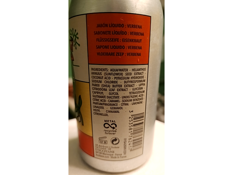 L'Occitane en Provence Hand & Body Liquid Soap, Verbena, 8.4 fl oz/250 mL