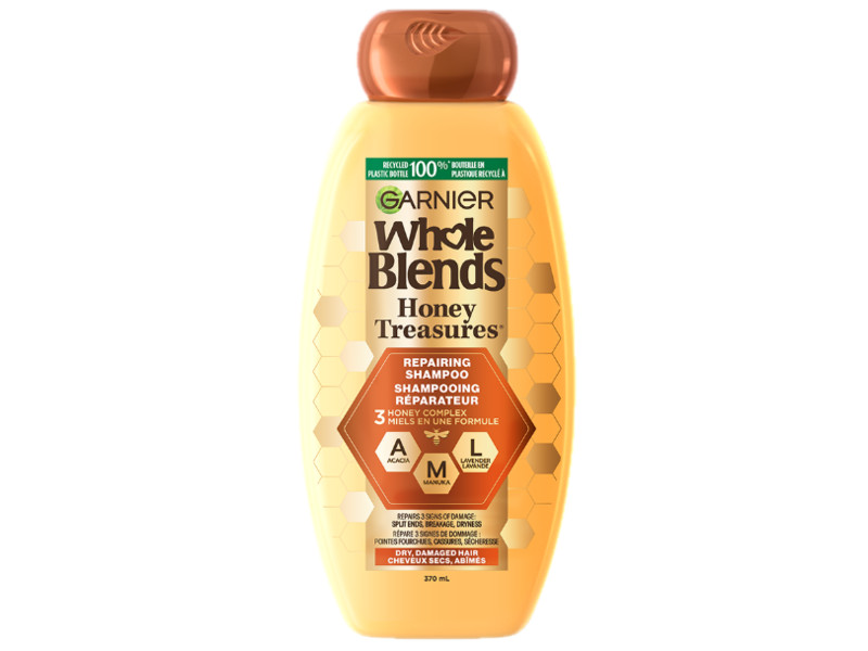 Garnier Whole Blends Honey Treasures Repairing Shampoo, 12.5 fl oz/370 mL