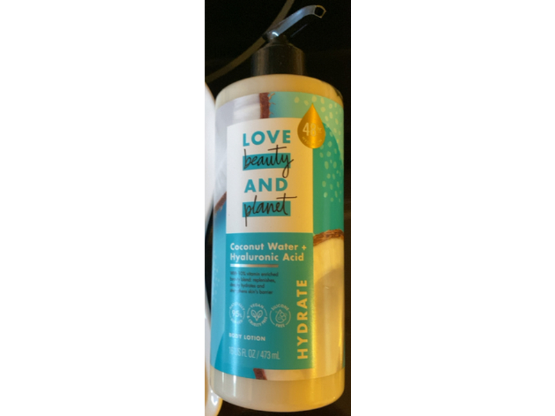 Love Beauty & Planet Body Lotion, Coconut Water + Hyaluronic Acid, 16 fl oz/473 mL, Pack Of 2