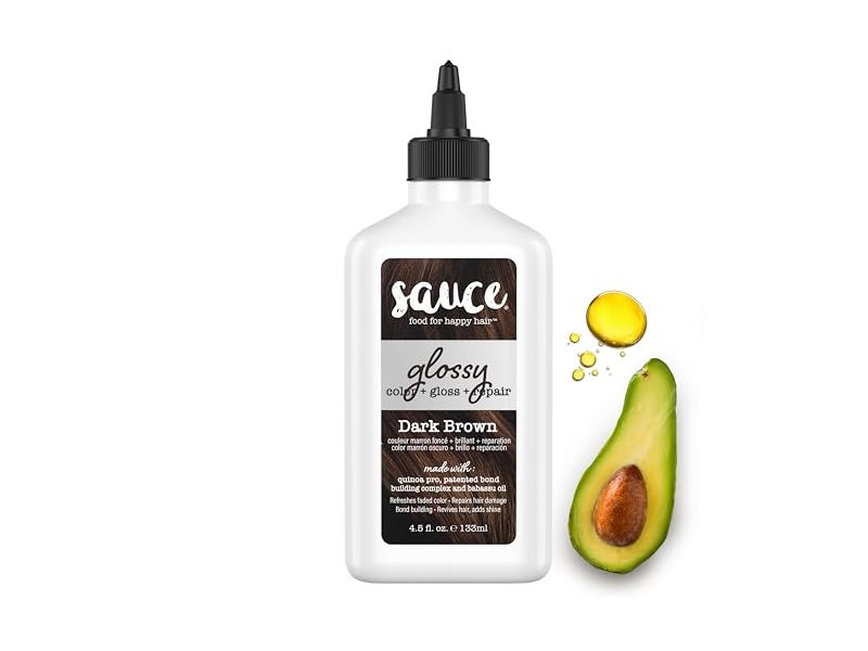 Sauce Glossy Color+Gloss+Repair, Dark Brown, 4.5 fl oz/133 mL