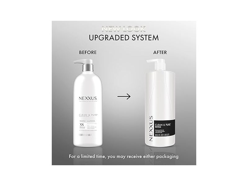 Nexxus Clean & Pure Shampoo, Elastin Protein & Marine Minerals, 33.8 fl oz/1 L
