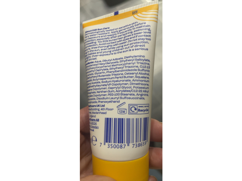 E45 Sun Care Sensitive Face Sunscreen Cream, SPF 50+, 1.69 fl oz/50 mL
