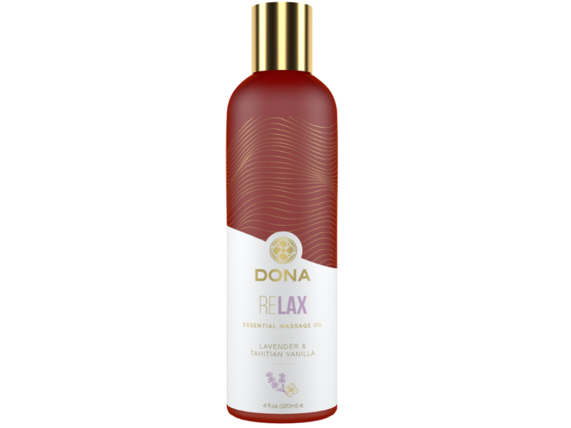 Dona Relax Essential Massage Oil, Lavender & Tahitian Vanilla, 4 fl oz/120 mL