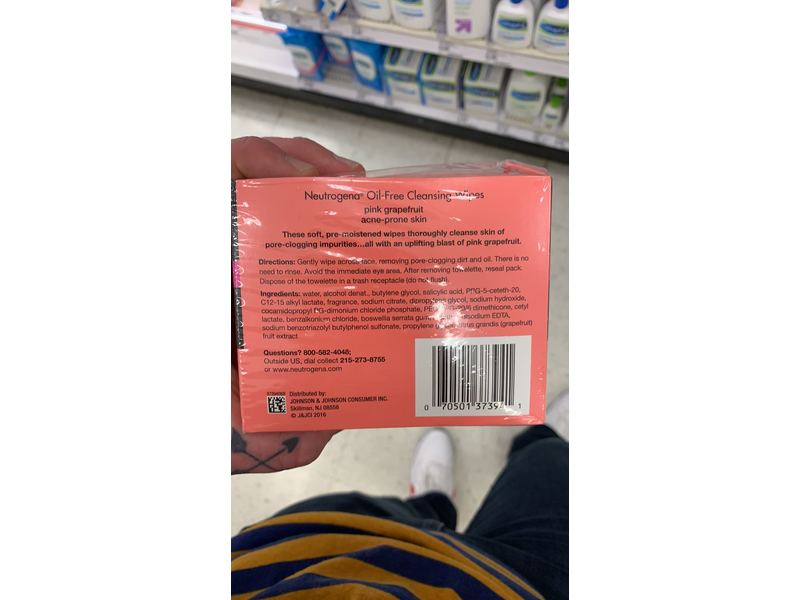 Neutrogena Oil-Free Cleansing Wipes, Pink Grapefruit, 2-pack