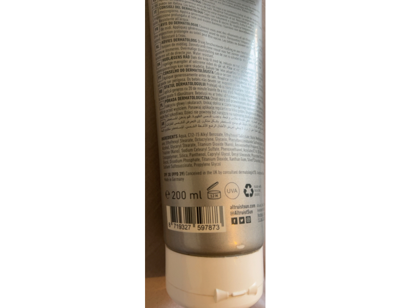 Altruist Sunscreen, SPF 30, 200 mL
