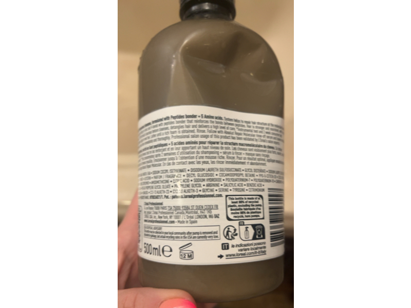 L'Oreal Absolut Repair Molecular Shampoo, Peptides Bonder + 5 Amino Acids, 16.9 fl oz/500 mL