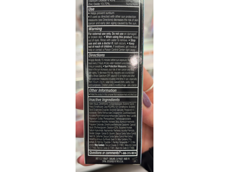 e.l.f. Camo CC Cream Sunscreen, SPF 30, Fair 100 W, 1.05 oz/30 g