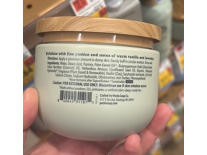 Pacha Soap Co Gentle Cleansing Body Scrub, Vanilla & Sage, 15 oz/425 g