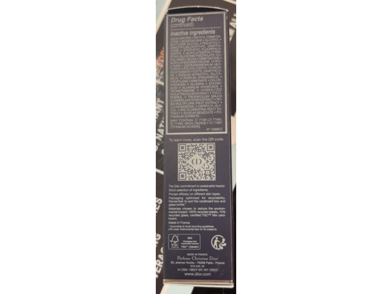 Dior Forever Transfer Proof Matte Foundation, 4WP Warm Peach, SPF 15, 1 fl oz/30 mL