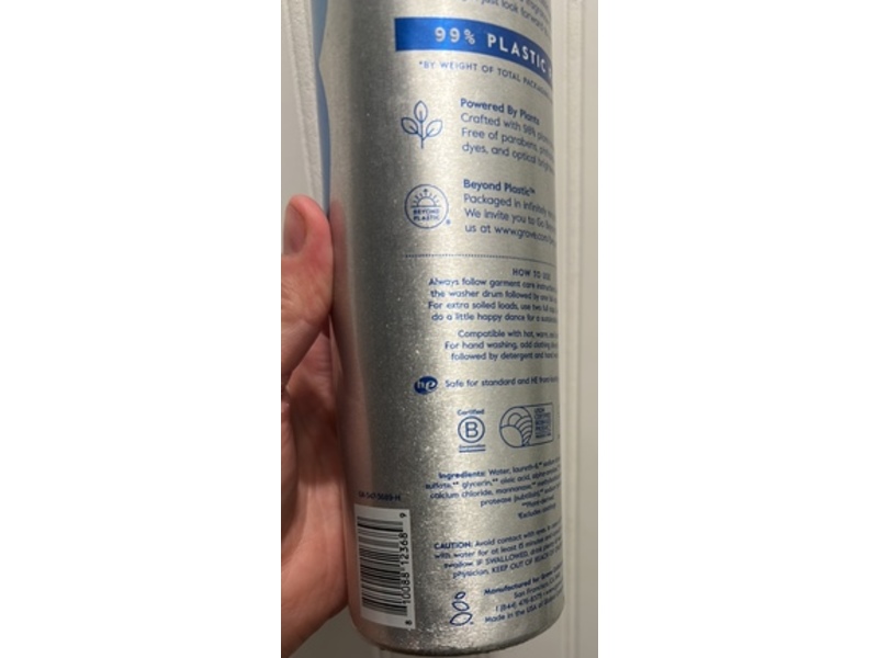 Grove Co Ultra Concentrated Laundry Detergent, Free & Clear, 32 Loads, 24 fl oz/710 mL