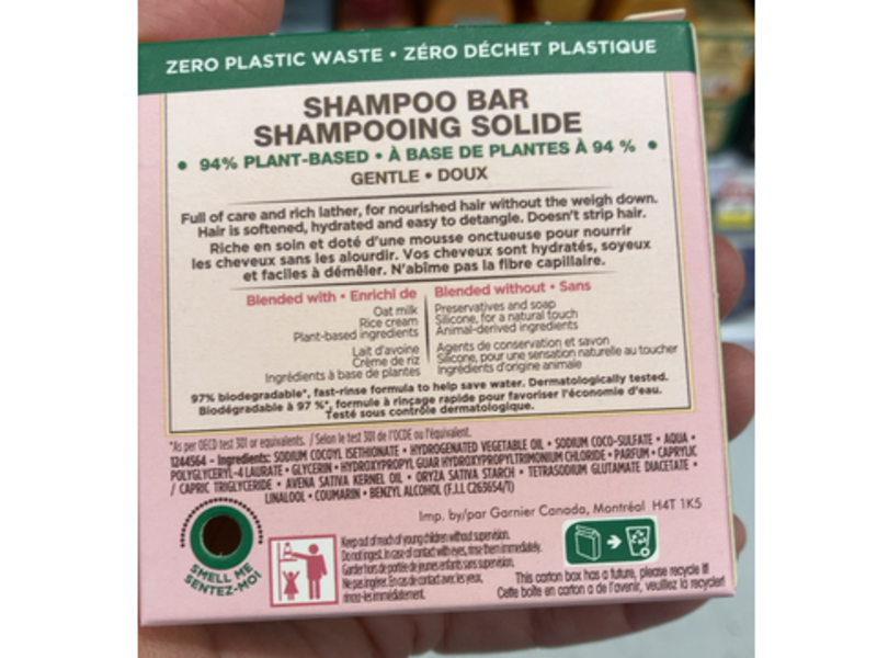 Garnier Whole Blends Gentle Shampoo Bar, Oat Delicacy, 60 g