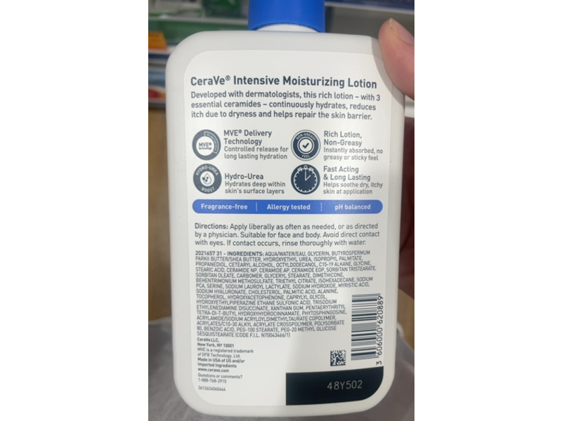 CeraVe Intensive Moisturizing Lotion, Dry to Very Dry Skin, 16 fl oz/473 mL