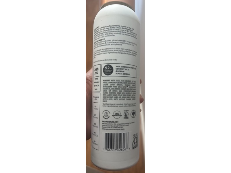 Sheamoisture Daily Hydration Body Wash, 100% Virgin Coconut Oil, 18 fl oz/532 mL