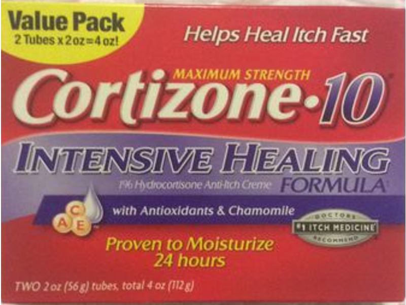 Cortizone-10 1% Hydrocortisone Anti-Itch Creme, Intensive Healing Formula, Maximum Strength, 4 oz/112 g, Pack Of 2