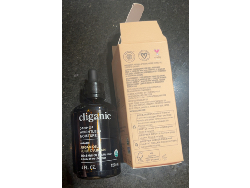 Cliganic Drop of Weightless Moisture Organic Argan Oil, 4 fl oz/120 mL