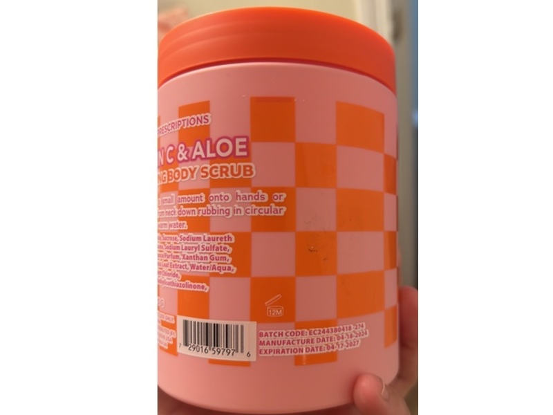 Body Prescriptions All The Vibe Exfoliating Body Scrub, Vitamin C & Aloe, 23.6 oz/670 g