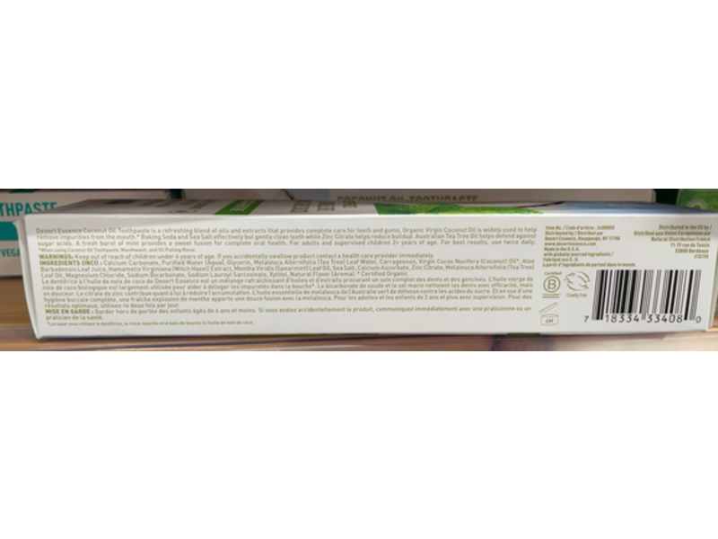 Desert Essence Toothpaste, Coconut Mint, 6.25 oz/176 g