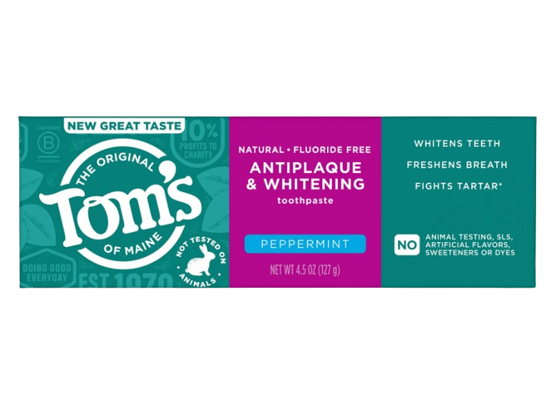 Tom's Of Maine Antiplaque & Whitening Toothpaste, Peppermint, 4.5 oz/27 g