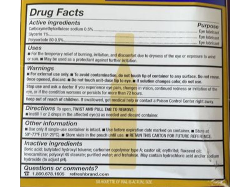 Refresh Optive Mega-3 Lubricant Eye Drops, Preservative Free, 0.01 fl oz/0.4 mL