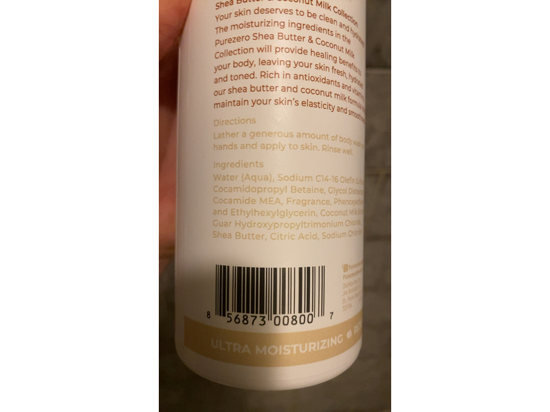 Purezero Nourishing Body Wash, Shea Butter & Coconut Milk, 20 fl oz/591 mL, Pack Of 2