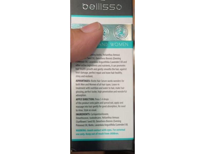 Bellisso Biotin Hair Growth Serum Advanced Formula, 2 fl oz/60 mL